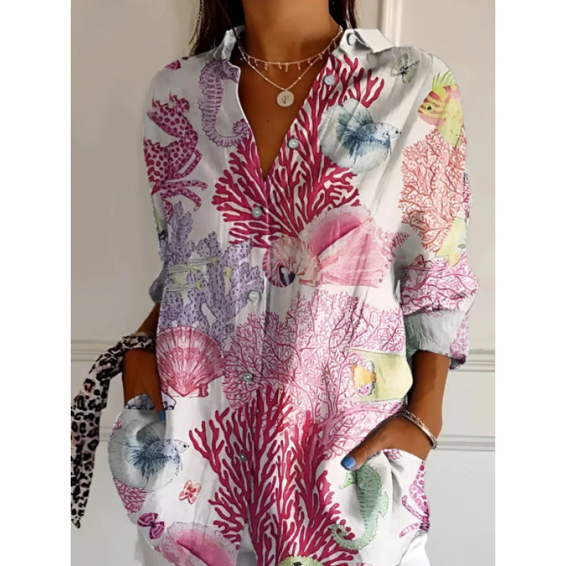 Floral Print Long-sleeved Shirt