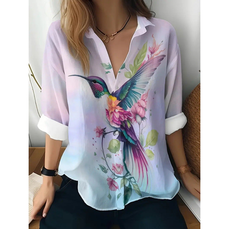 Floral Print Long-sleeved Shirt