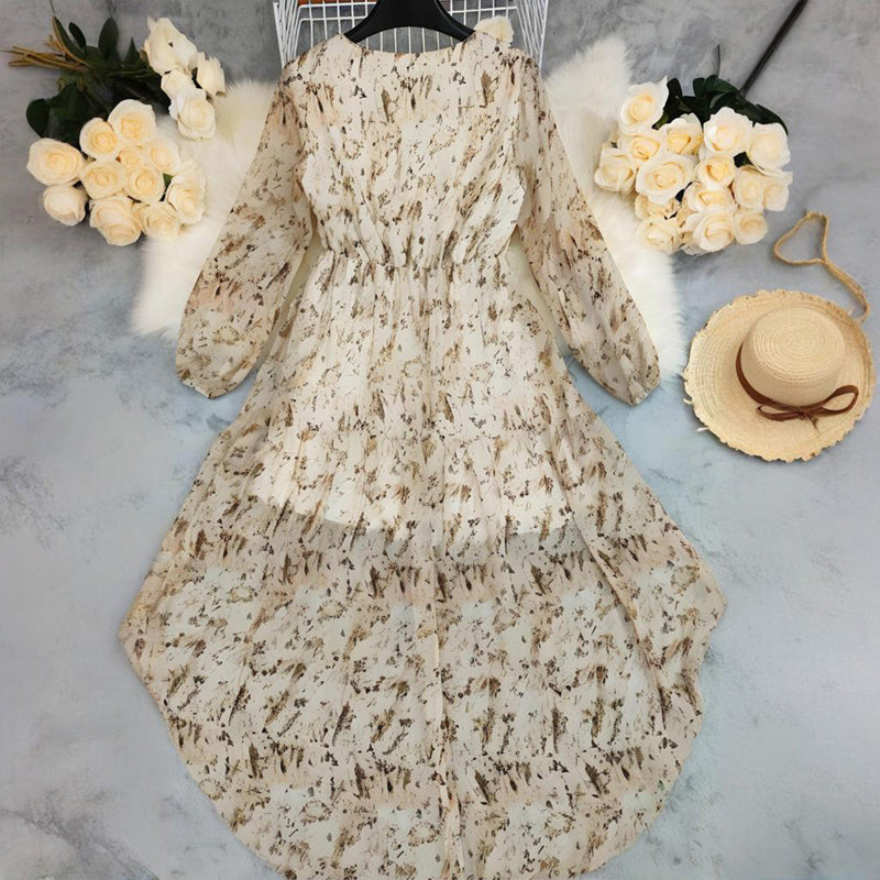 V-Neck Floral Long Sleeve Dress