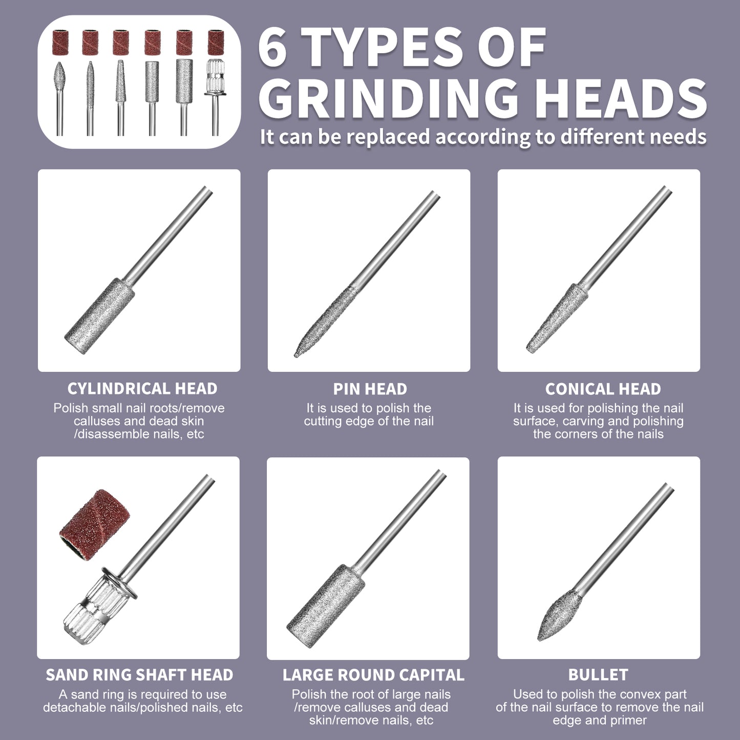 Electric Nail Drill With Drill Bit And Sanding Belt