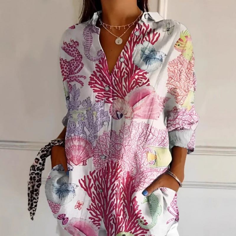 Floral Print Long-sleeved Shirt