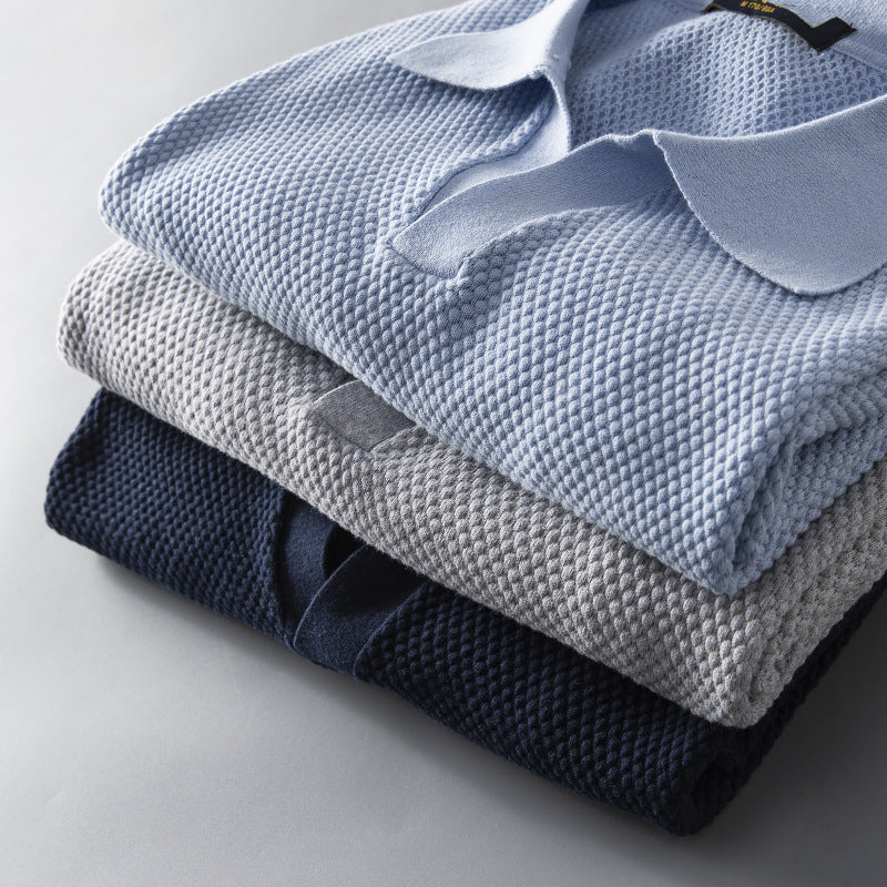 V Knit Lapel Short Sleeve Top