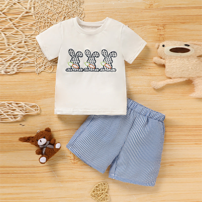 Toddler Casual 2-Piece Set, Short Sleeve T-Shirt With Striped Pocket Shorts
