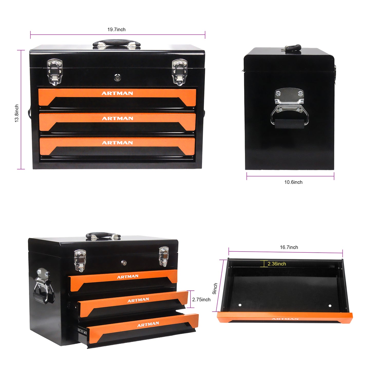 3 Drawer Tool Box With Tool Set