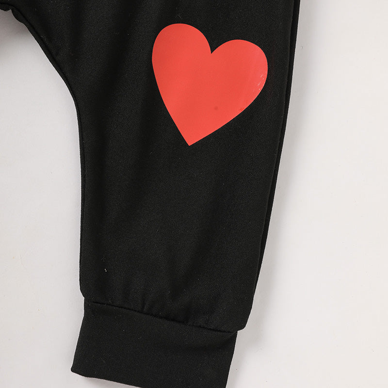 Baby Boy's 'Heart Crusher'  Long Sleeve T Shirt Top & Black Heart Print Pants