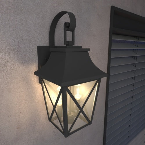 Black Outdoor Wall Light - 2 Lights