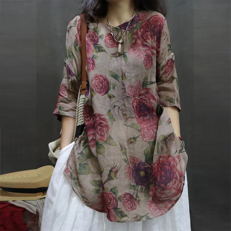 Soft Printed Mid-Sleeve Tunic