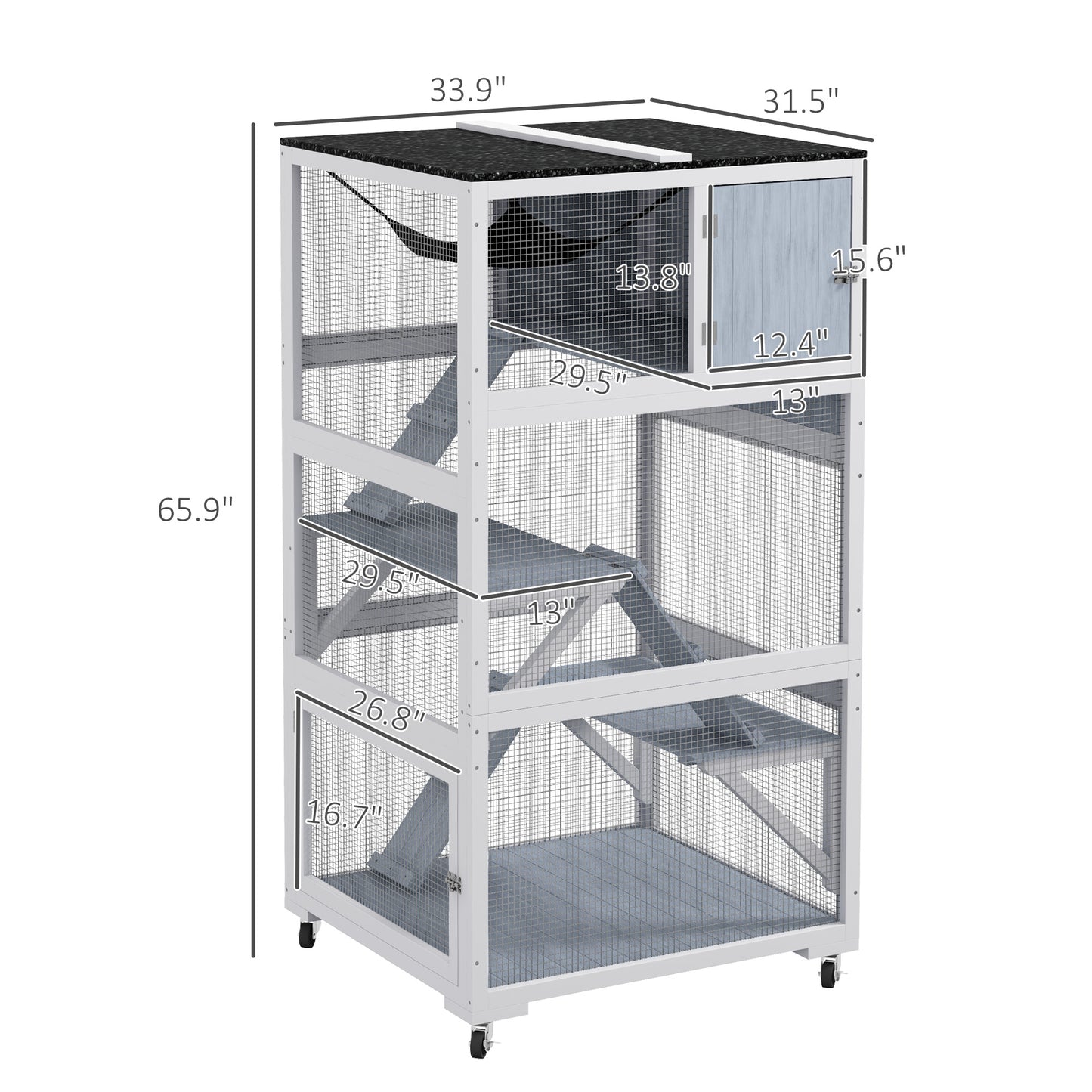 Outdoor Cat Enclosure House on Wheels with Hammock