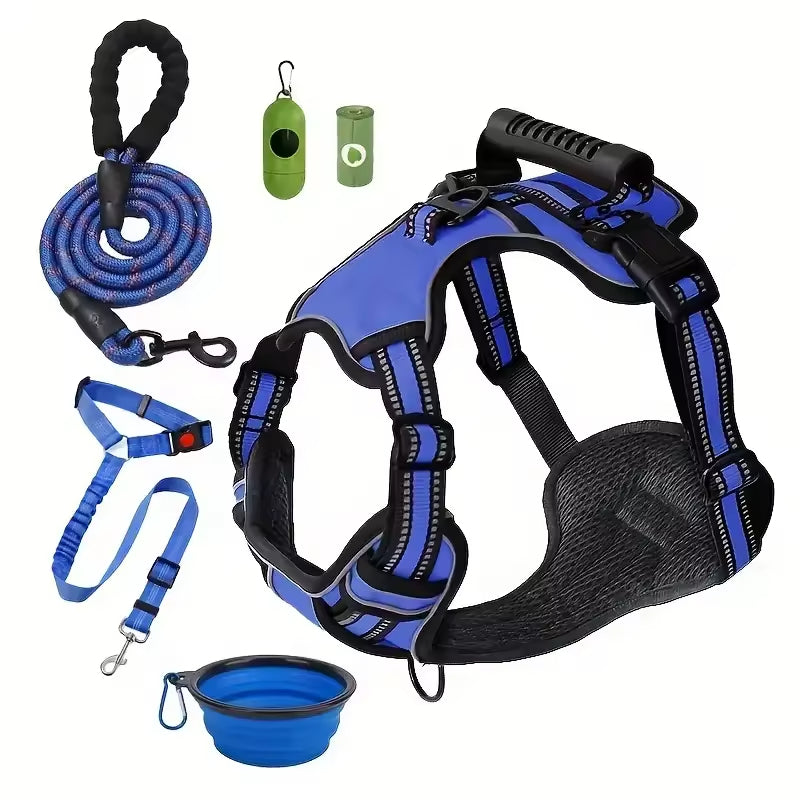 Tactical Service Dog Harness Strap Set with Collapsible Bowl