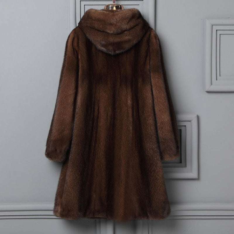 Autumn And Winter Fur Hooded Casual Coat