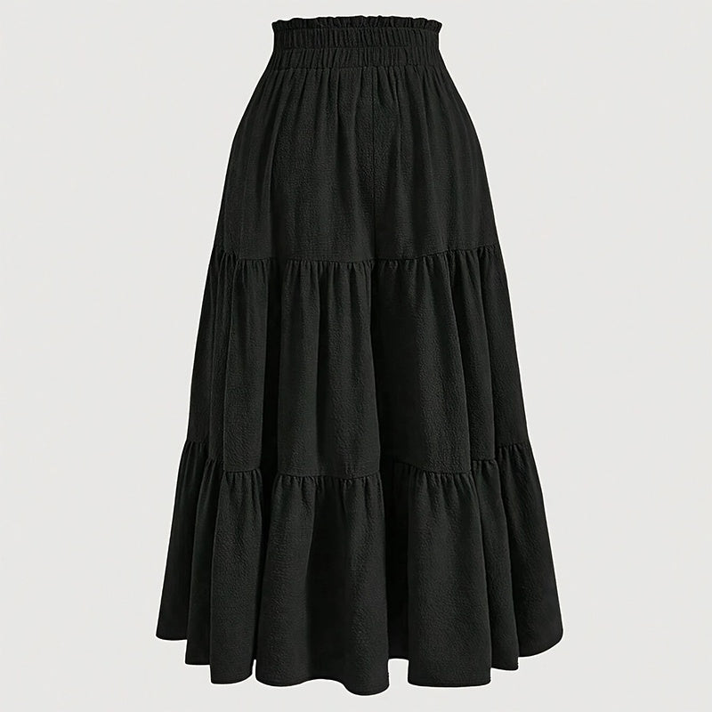 High-Waist Knot Pleated Midi Skirt