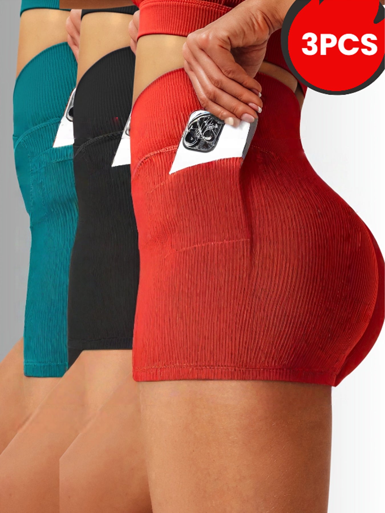 3 Pack Seamless Yoga Shorts