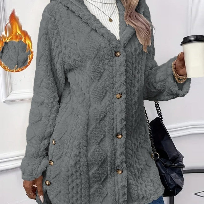 Hooded Buttoned Long Cardigan