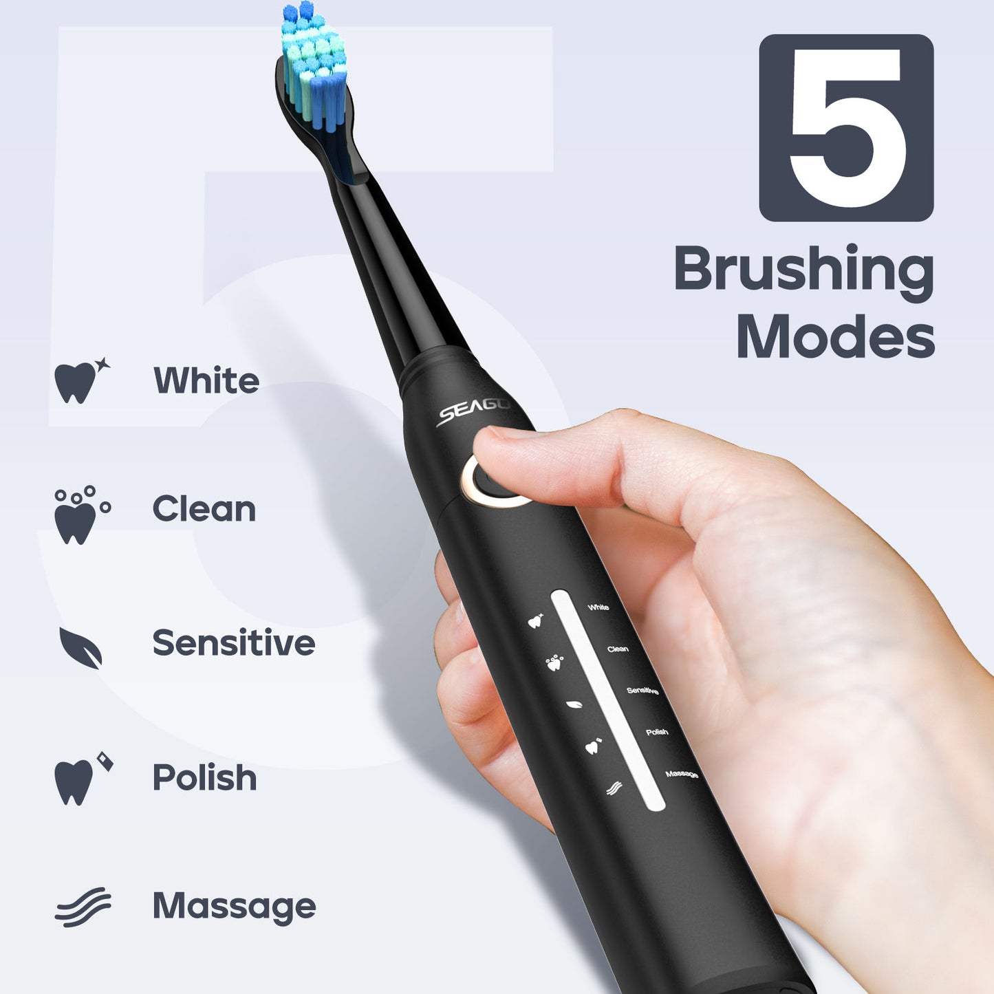 Rechargeable Electric Toothbrushes - 5 cleaning modes