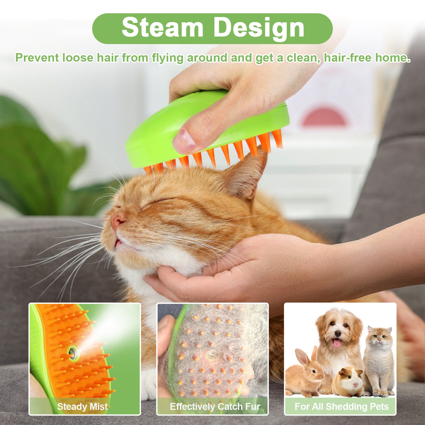 Cat Steam Brush For Shedding