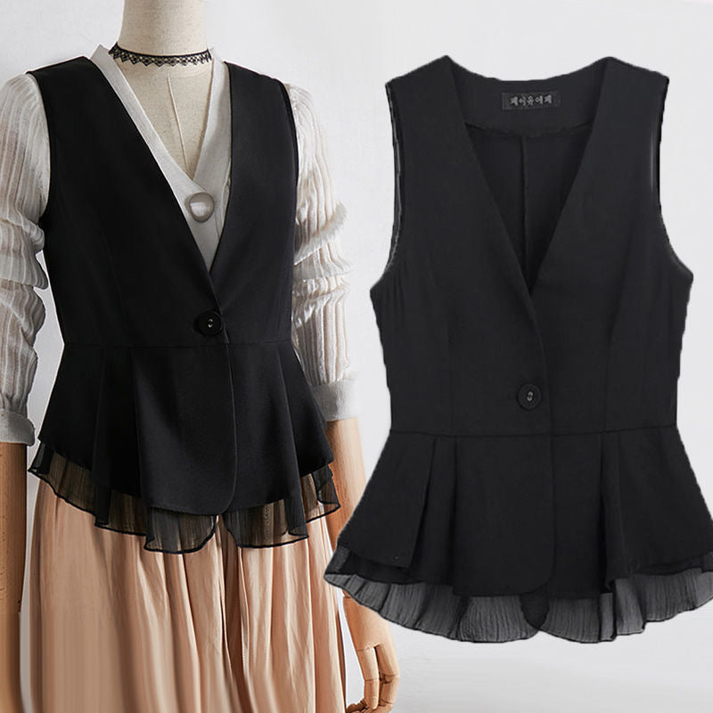 Sleeveless V-Neck Vest Blazer