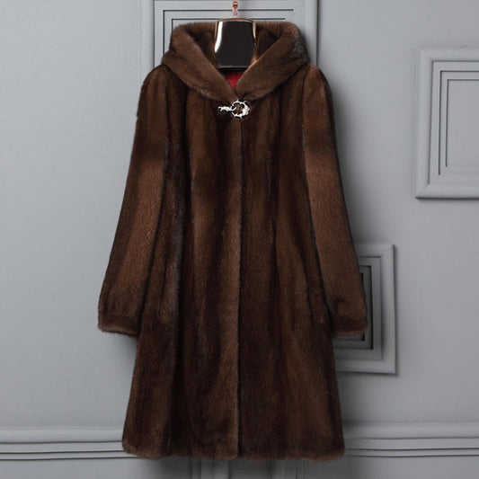 Autumn And Winter Fur Hooded Casual Coat