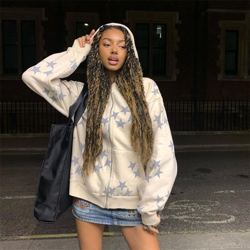 Stars Printed Zipped Hoody