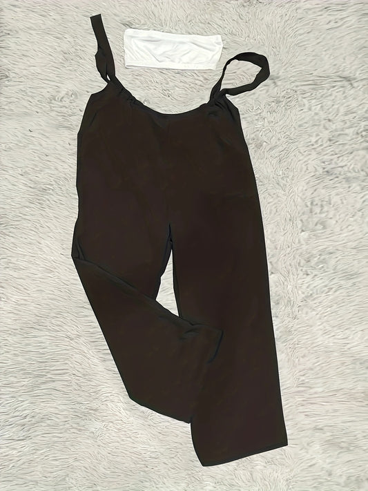 Plus Size Solid Color Pocket Overalls