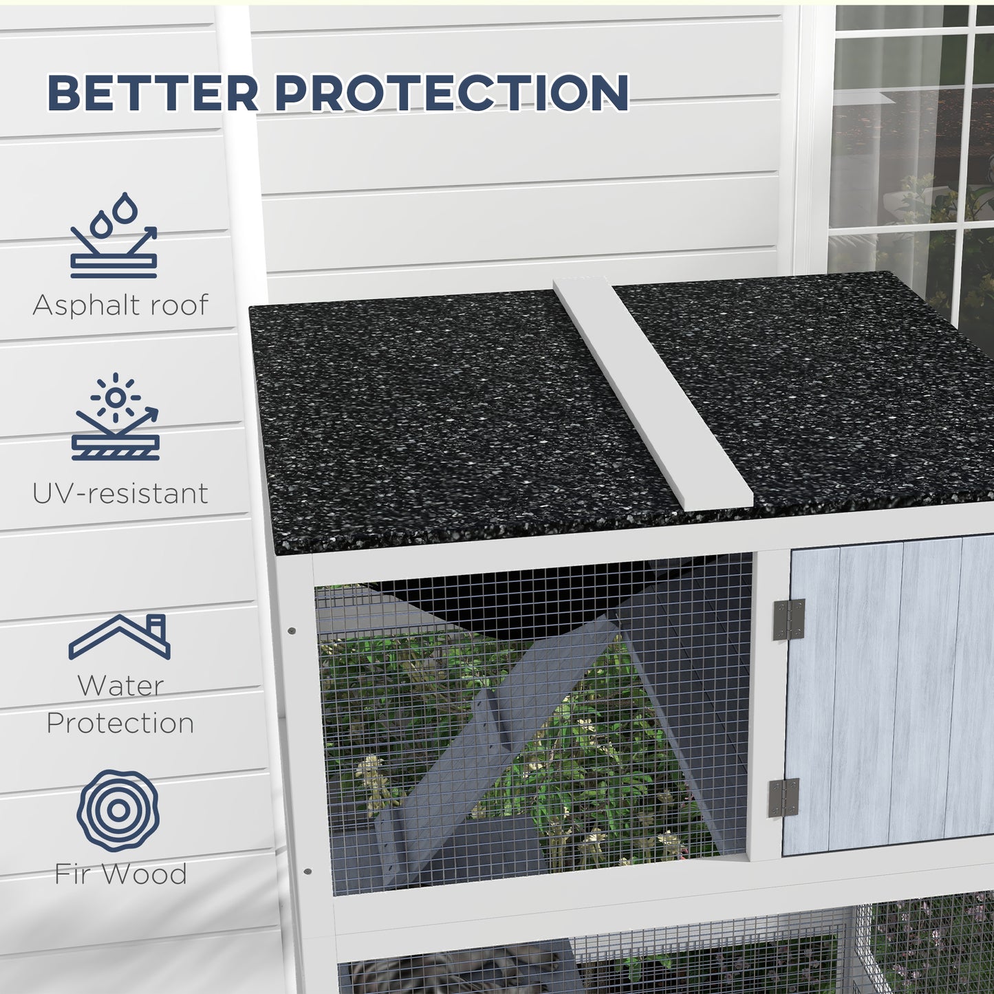 Outdoor Cat Enclosure House on Wheels with Hammock