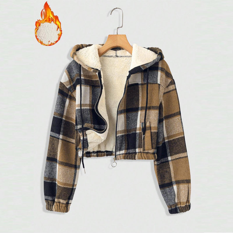 Lightweight Plaid Hooded Jacket