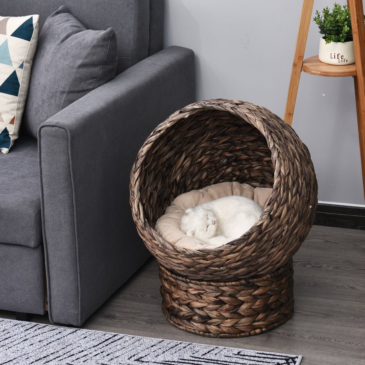 Wicker Cat Bed with Stand