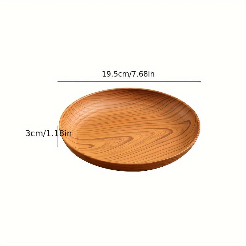 Wood-grain Colored Plastic Plates - 10pcs