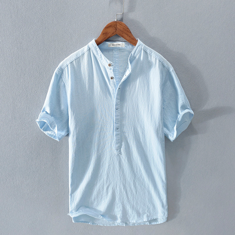 Japanese Stand Collar Short Sleeve