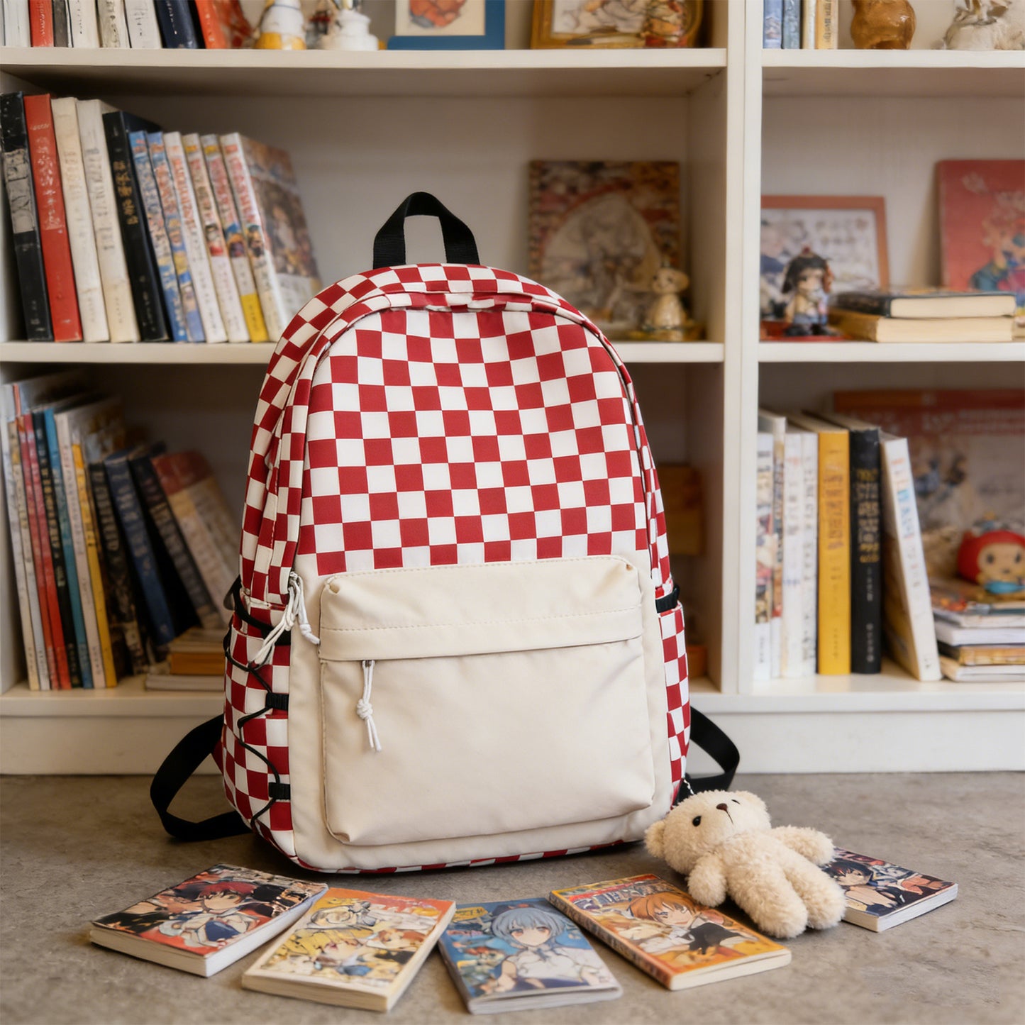Plaid Backpack - Red