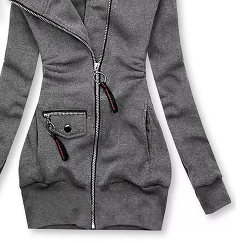 Long Sleeve Zip-Front  Hoodie