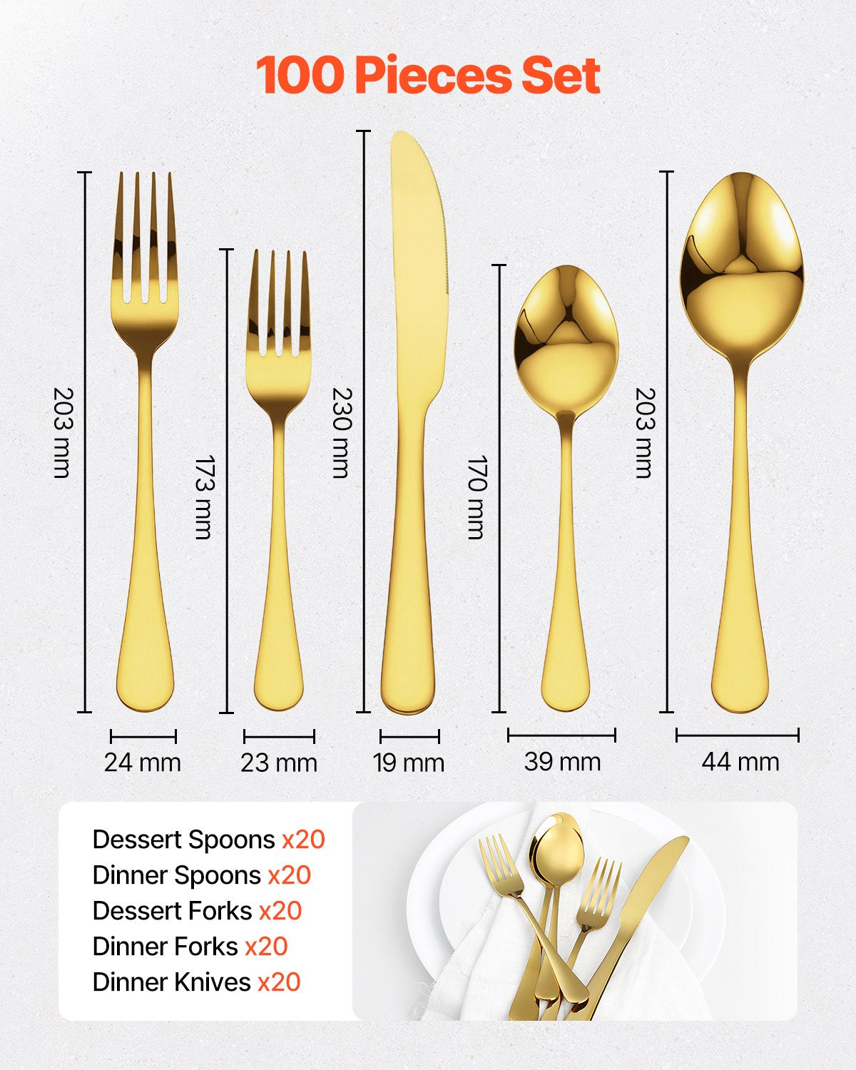 Silverware Cutlery 100pc