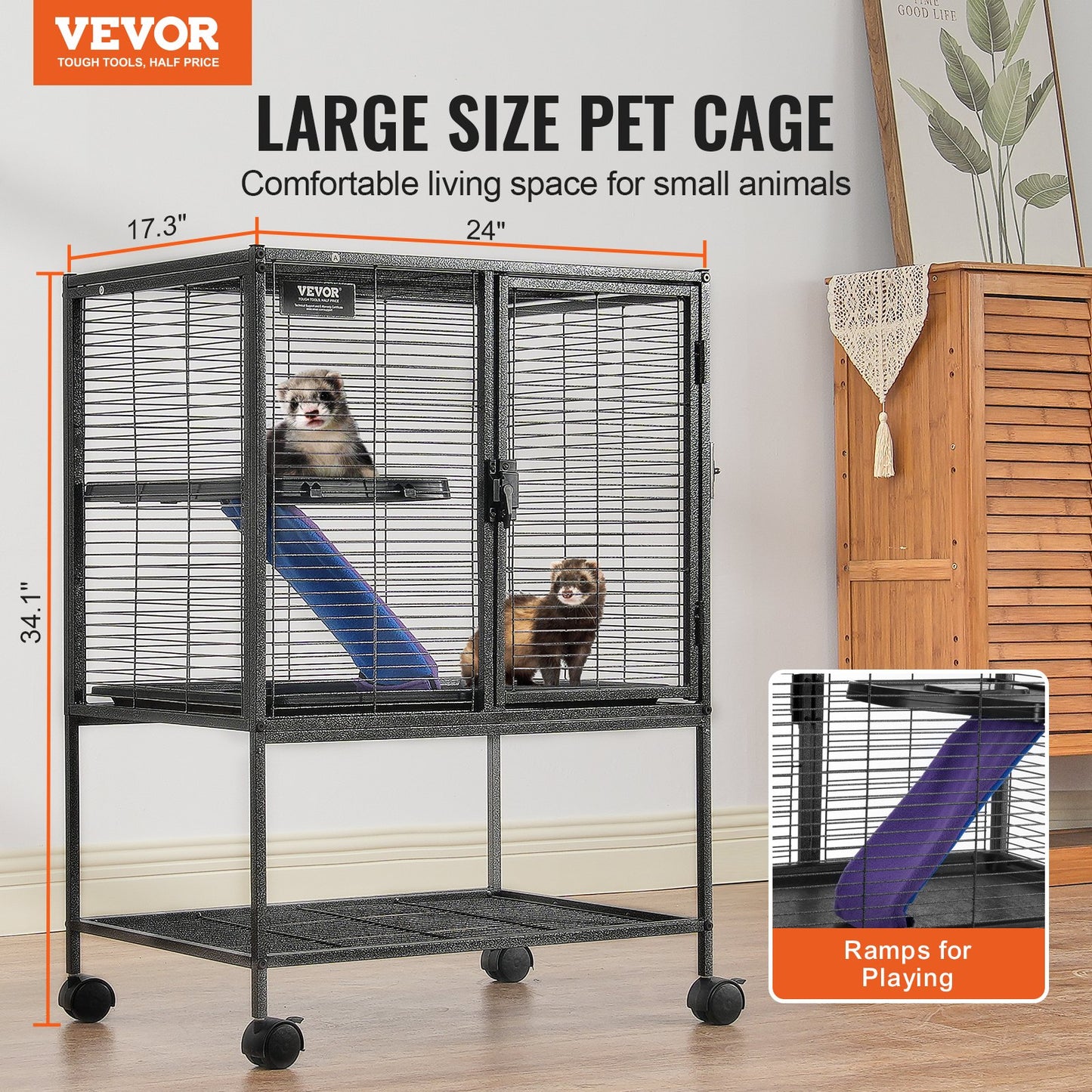 2-Tier Rolling Ferret Cage