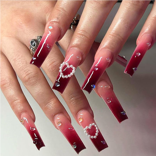 Red Heart Nail Art - 24 Pcs