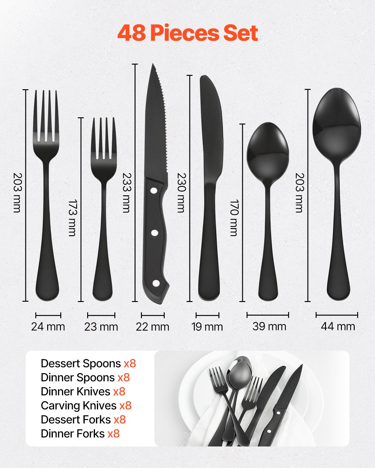 48-Piece Silverware Cutlery Set