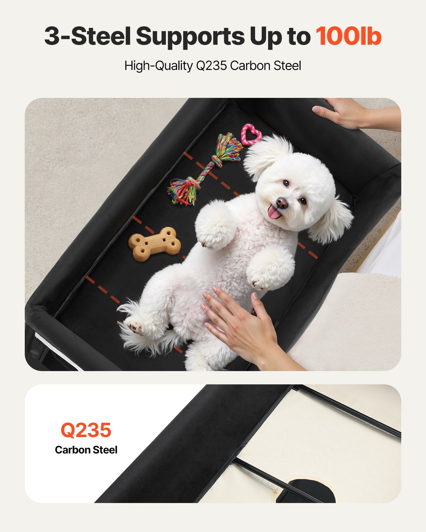 Foldable Bunk Dog Bed With Wheels & Side Bags