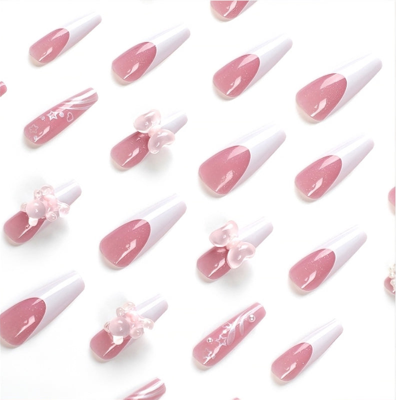 Bear Bow knot Nail Art - 24Pcs