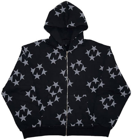 Stars Printed Zipped Hoody