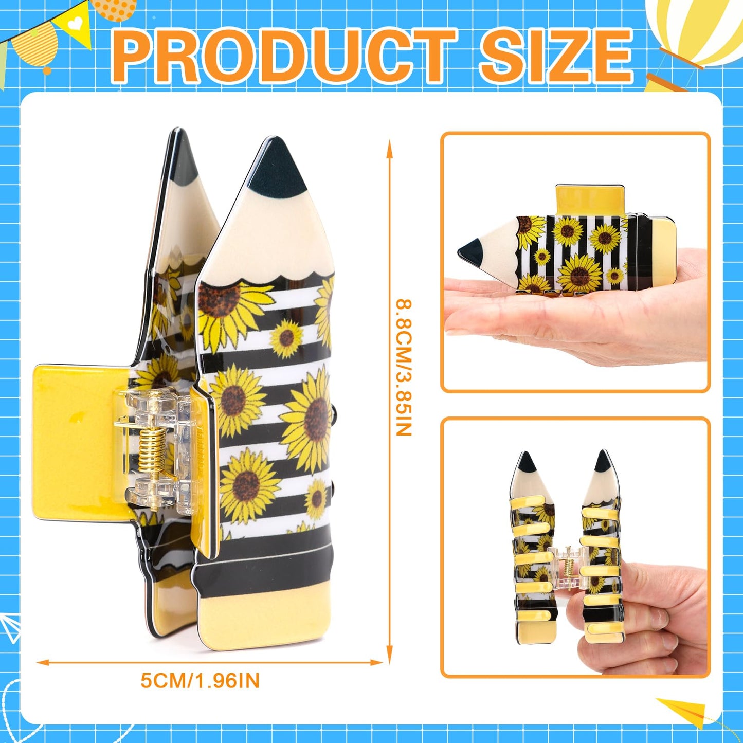 Pencil Hair Clips - 4Pcs