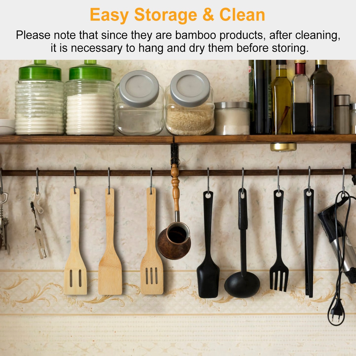 Bamboo Wooden Spoons - 6Pcs