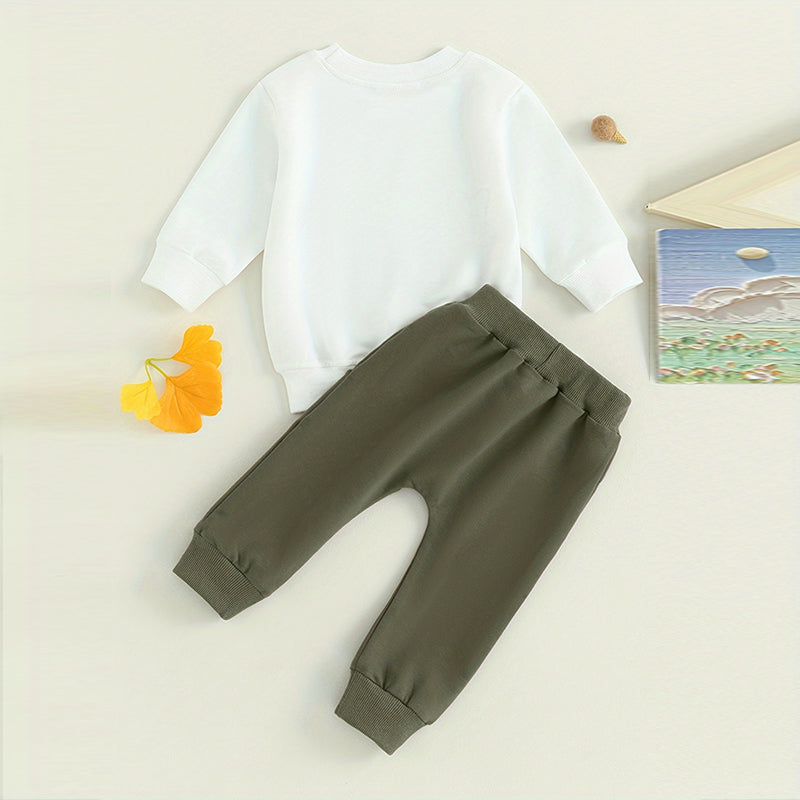 Baby Boy's Sweatshirt & Drawstring Jogger Pants For Spring & Fall