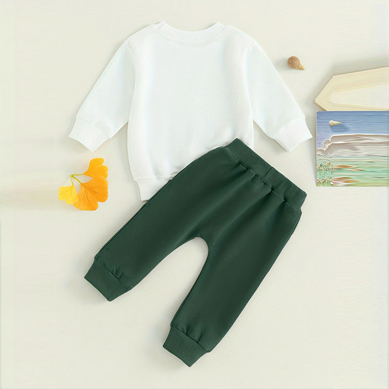 Baby Boy's Sweatshirt & Drawstring Jogger Pants For Spring & Fall