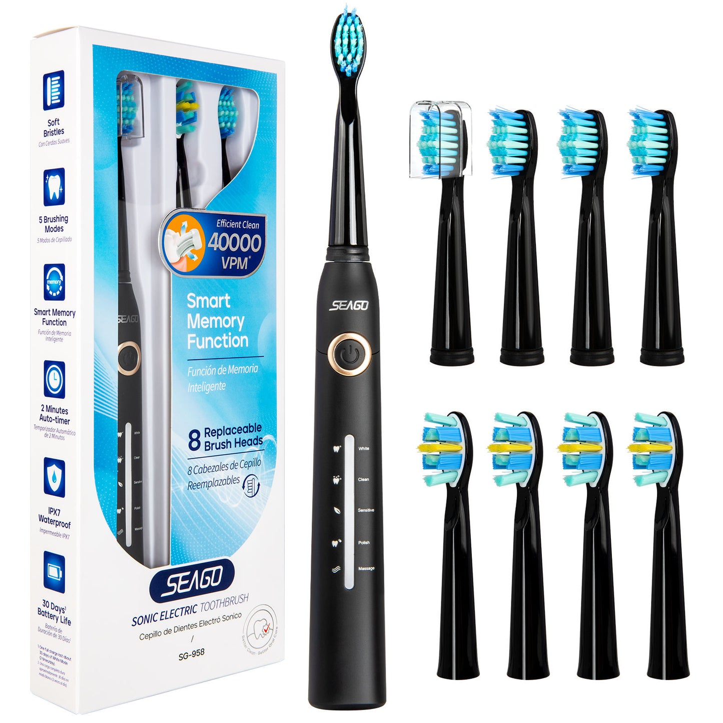 Rechargeable Electric Toothbrushes - 5 cleaning modes