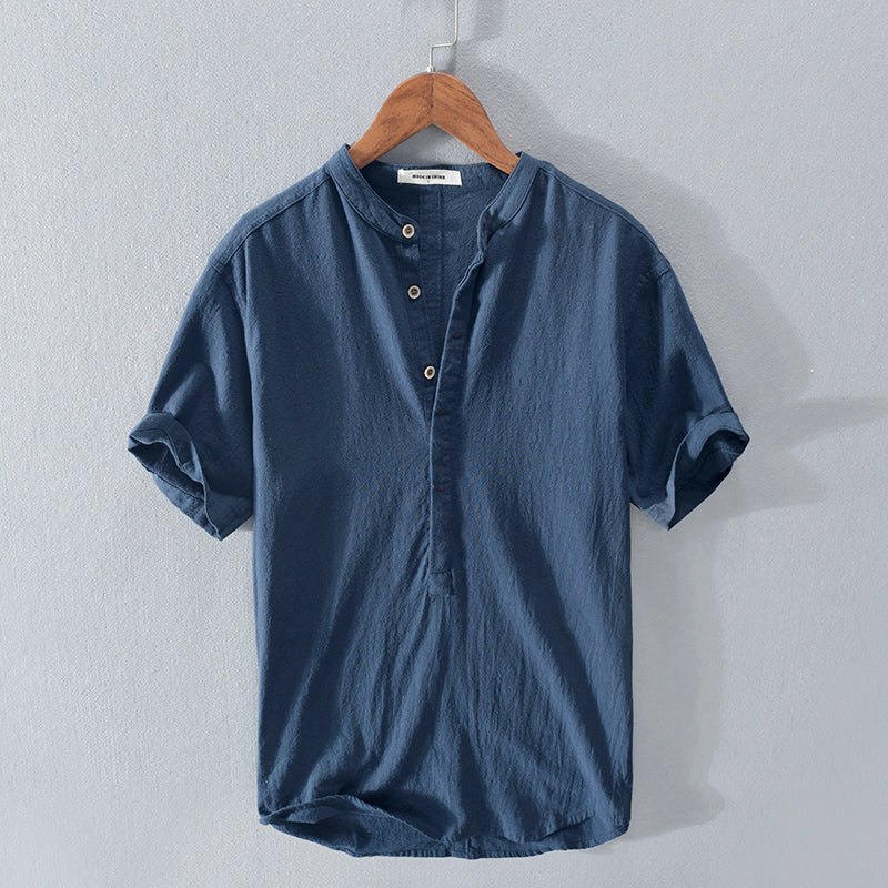 Japanese Stand Collar Short Sleeve
