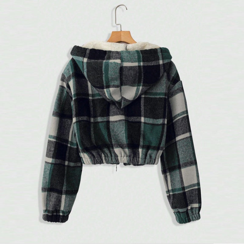 Lightweight Plaid Hooded Jacket