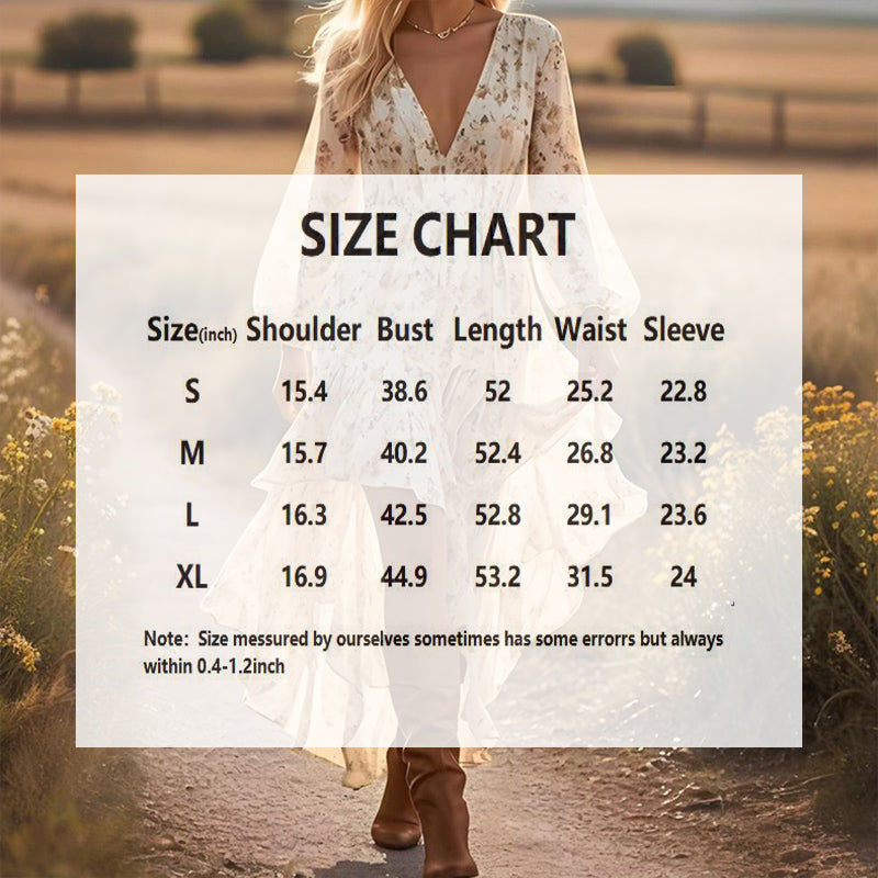 V-Neck Floral Long Sleeve Dress