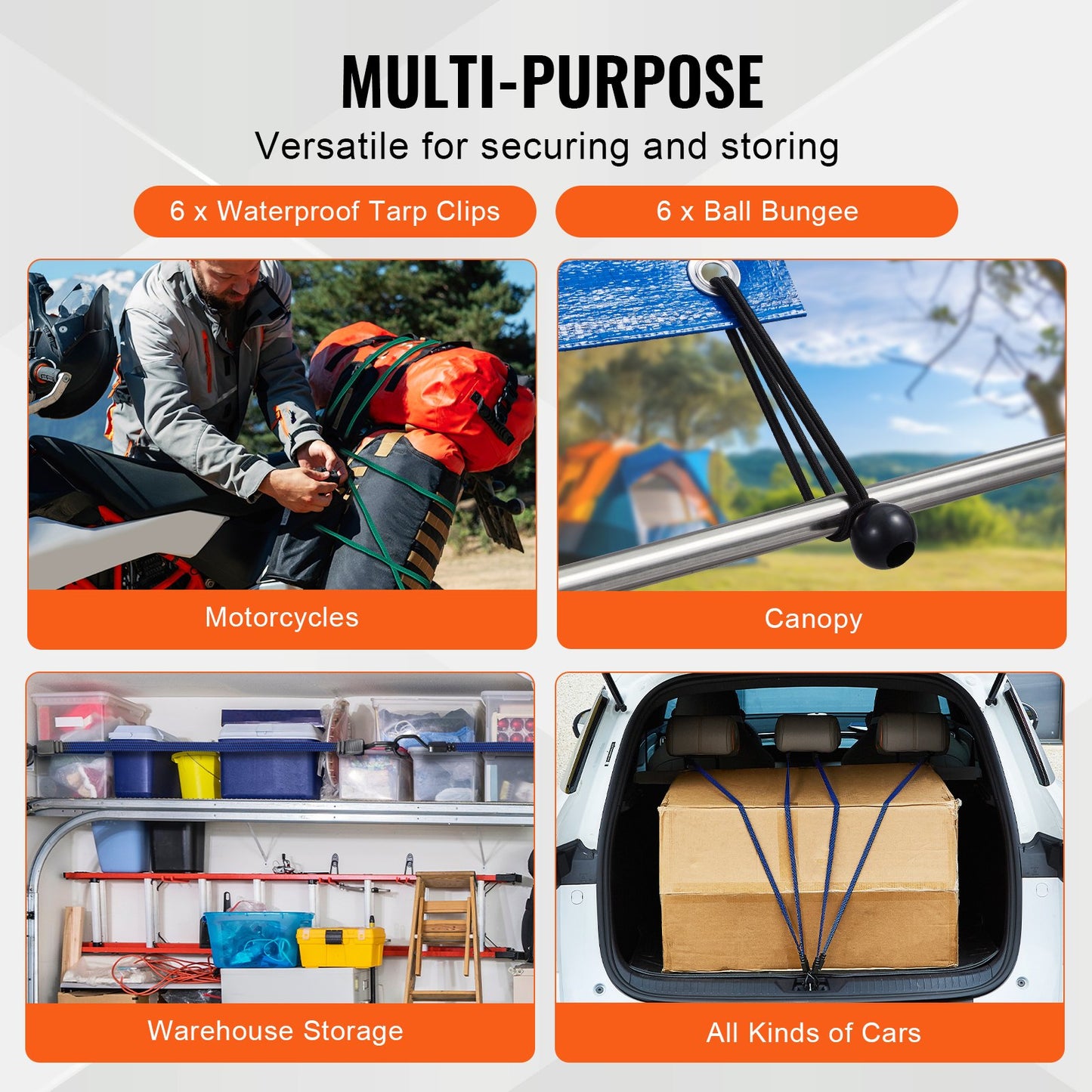 Flat Bungee Cord - 32Pcs