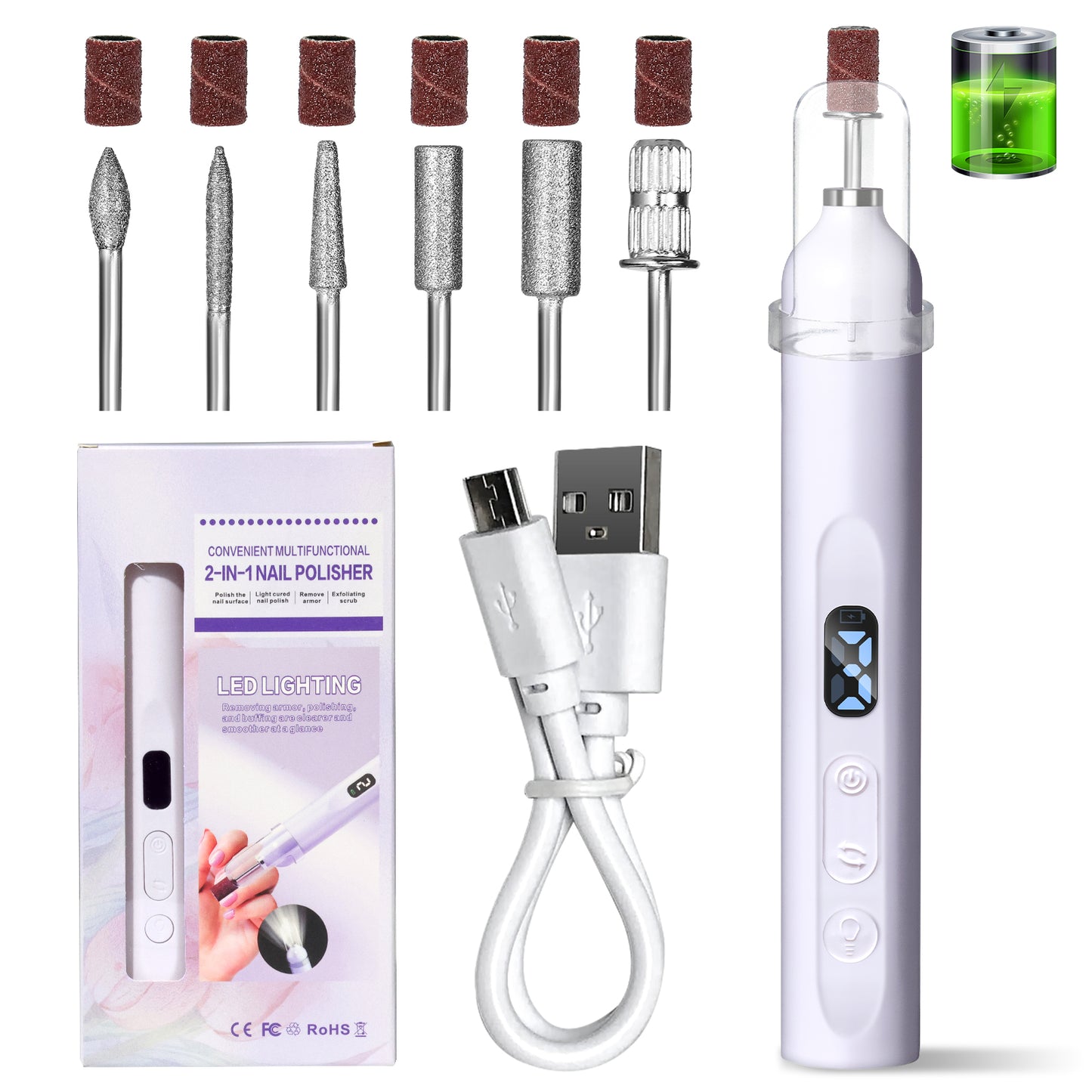 Electric Nail Drill With Drill Bit And Sanding Belt