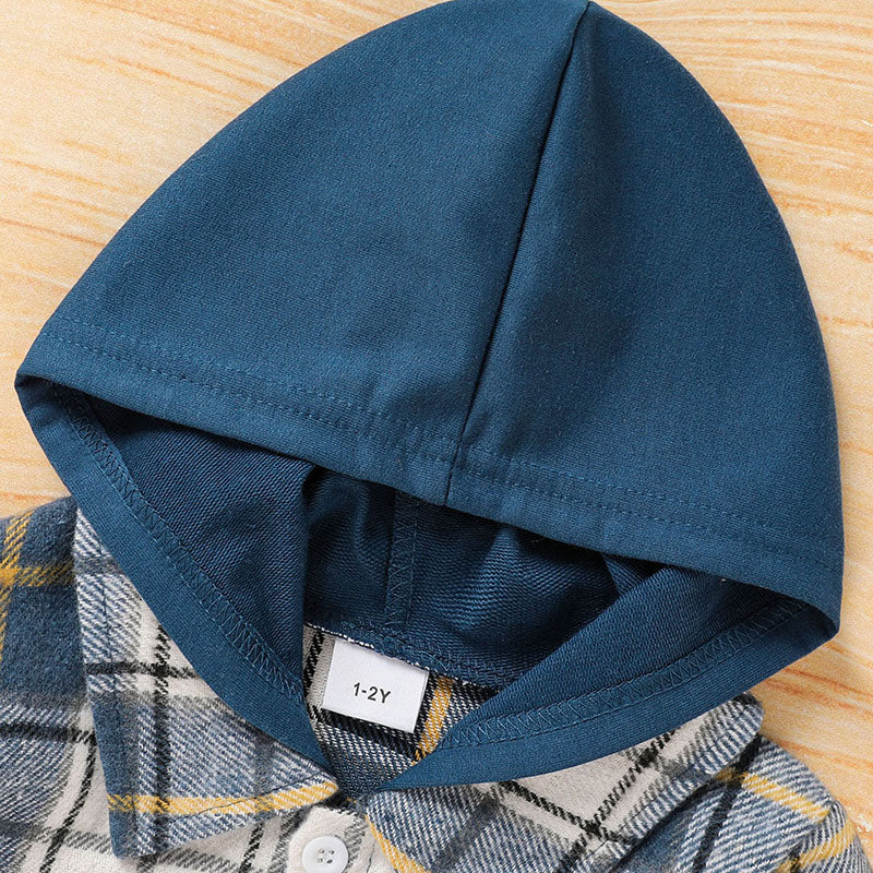 Baby Boy - Plaid Long Sleeve Hoodie Sweatshirt & Pants