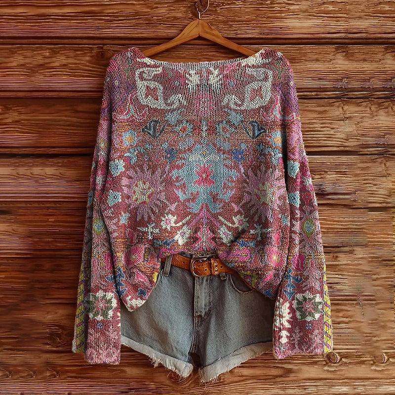 Graphic Crew Neck Tunic Top