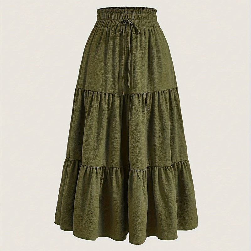 High-Waist Knot Pleated Midi Skirt